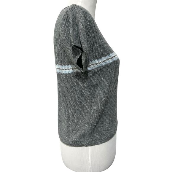 Vintage 90’s Y2K Women’s Sweater Short Sleeve Striped Carolina Colours Sz L - Picture 5 of 8